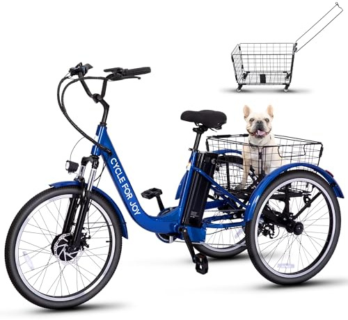 LuxeVélo Electric Tricycle for Adults Electric Trike 3 Wheel Electric Bike | with 48V 13Ah removable battery LCD display front suspension dual disc brakes 7-speed tricycle with large capacity basket