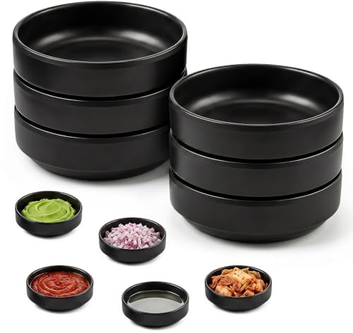 GalaSingForU Set med 6 svarta dippskålar 8,8 x 2,5 cm små såsskålar | Tillverkad av livsmedelssäkert melamin, fallsäker och stapelbar, för dips såser kryddor sushi grillning buffé