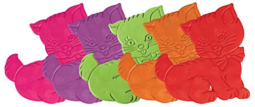MSV Duschmatte Badematte Badewanneneinlage Anti Rutsch Pads Katze - 5 Stück - antibakteriell rutschfest mit Saugnäpfen - ca. 12,5 x 11 cm