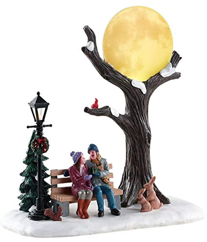 Lemax 84359 - Christmas Moon - Weihnachten unterm Vollmond - NEU 2018 - Vail Village Table Pieces - Beleuchtetes LED Polyresin Tischstück - Dekoration/Weihnachtsdeko - Weihnachtswelt/Weihnachtsdorf