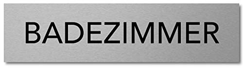 Interluxe Türschild Badezimmer 200x50x3mm, Schild aus Aluminium, selbstklebend und rückstandsfrei wiederablösbar für Wohnung und Haus