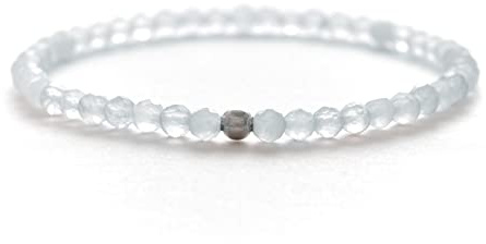 BERGERLIN Naturstein Perlenarmband Damen Herren, facettiert 4mm, Silber | Feines Naturstein Armband Damen 4mm facettiert: 925 Silber, echte Heilsteine – vom deutschen Prüflabor bestätigt.