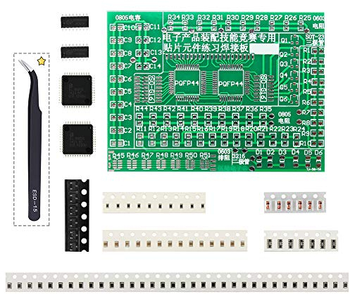 Laixin DIY Übungsplatine Löten lernen SMD SMT Leiterplatte Komponenten mit Pinzette