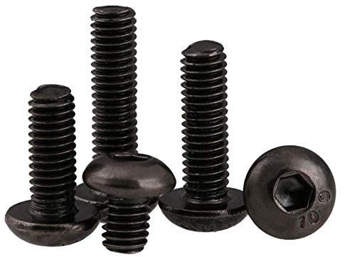 ISO 7380 Klasse 10.9 Schwarze Vernickelung Halbkreisförmiger Sechskantschraube Pilzkopf Sechskantschraube M2-M3 50 STÜCK, 5 mm, M2,5