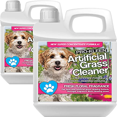 Pro-Kleen Artificial Grass Cleaner For Dogs (10:1 Super Concentrate Makes 20 Litres) Disinfectant and Deodoriser - (Floral Fragrance) 2 x 1 Litre