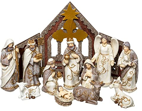 Atmosphera - Crèche de noël avec santons 11 santons résine h25cm