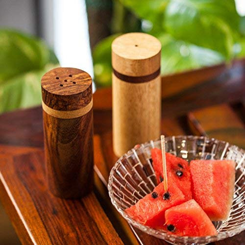Frienemy Presents Coctelera De Sal De Sal Y Pimienta Elegante De Madera En Marrón - Mezclador De Sal Y Pimienta Tapa Tap Taza De Mesa Accesorios #Frienemy-042