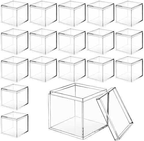 CHENGU 18-pack akryllådor genomskinliga akrylkub liten fyrkantig förvaringslåda akrylbox med lock akryl displaybox liten behållare klara godisbitar för godis smyckesvisning (2,2 x 6,2 x 6,2 tum)