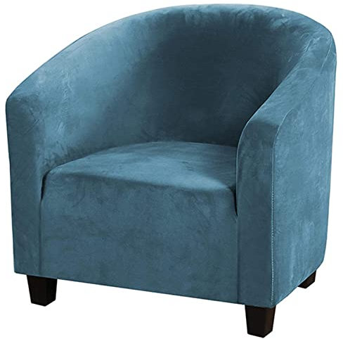 YOPOIY Velvet Sesselbezug, Abnehmbare Club Chair Schonbezug mit Elastischer Unterseite Weich Luxus Tub Club Stuhlbezüge Universal Sesselhusse -blau