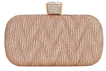 CORIOS Clutch Damen Glitter Handtasche Glänzend Schultertasche Kette Abendtasche Elegante Umhängetasche für Cocktailparty Abendparty Tanzparty Orange