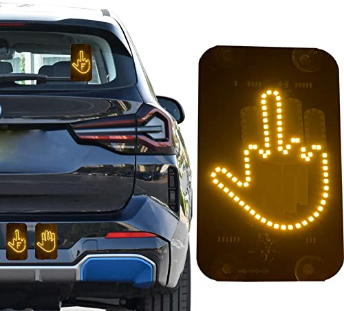 Panneau LED pour doigt d'honneur pour voiture, camion, lumière de remerciement, lumière intérieure de voiture cool pour vous exprimer, accessoires de voiture amusants et cool gadgets