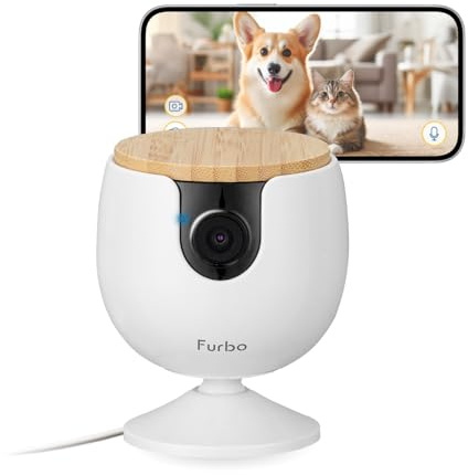 Furbo Mini Haustierkamera [Basic]: Kleine Kamera, große Sicherheit & Seelenfrieden | Kompakte intelligente Kamera, Farbnachtsicht, 2-Wege-Audio, Bell- oder Miauen-Alarm, mit Handy-App, Innenkamera