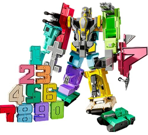 QSLKI Numero Robot Trasformabile, Giocattoli Trasformabili per Regalo di Compleanno, Giocattoli Intellettuali per Bambini, Regali, Educativi Robot 3-6 Anni Bambini che (type 1（0-9）)