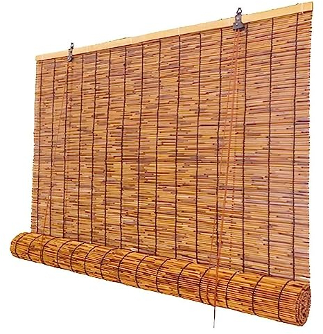 HRXQ Bambusrollo Sonnenschutz Sichtschutz Rollo Bambus Blickdicht Sonnenschutzrollos Für Fenster Und Türen, Wärmedämmung/Wasserdicht/Anti-Uv, 50 60 90 120 140 160 170 180cm Breit Anpassbar