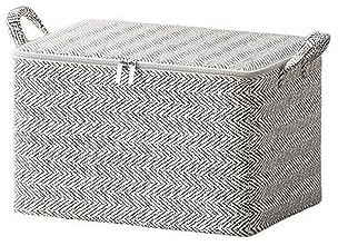 Aufbewahrungsboxen Stoff, 30/110/150/220L Korb Aufbewahrung mit Deckel, Kleiderboxen Stapelbar, Vliesstoff Organizer Stoff Faltbar, Aufbewahrungsbox für Bettdecken Kissen Kleidung (30L, 35*25*20cm)