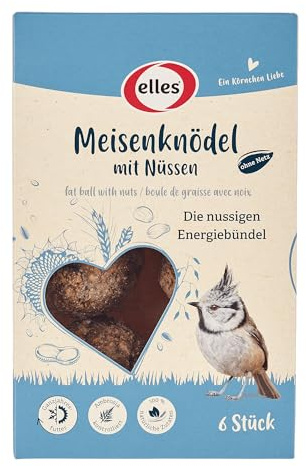 Elles Meisenknödel ohne Netz mit Nüssen 6 x 6er-Pack I 100% natürliche Zutaten | Energiebündel für Wildvögel und optimal für Brut- & Aufzucht I Umweltfreundlich