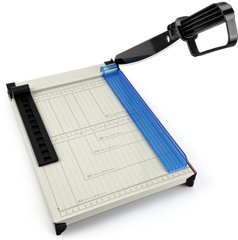 Guillotine Trimmer, Paper Cutting Board with 10 Sheet Capacity Paper, Heavy Duty Metal Base Paper Slicer with Safety Guard for Cardstock Paper Crafts & Photo