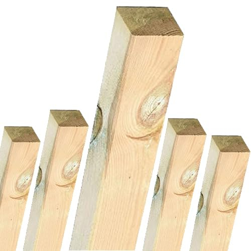 Suinga 5 x Holzpfosten 150 cm, 7 x 7 cm, für Garten, Park
