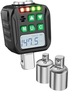 LLAVETOR 1/2 Dinamometro Digitale, Adattatore Chiave Dinamometrica Digitale, Chiave Dinamometrica, Preimpostata, Archivio Dati, Buzzer e Notifica LED, Adattatori da 1/4 3/8 (1/2, 10-200 Nm)