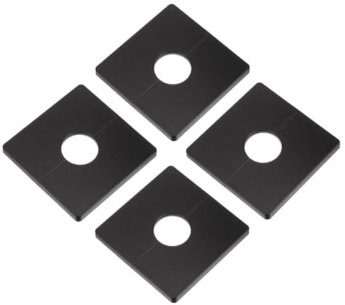 QUARKZMAN 4pz Flangia Divisa per Parete, Piastra Adesiva Quadrata in ABS con Foro 28mm/1,1 Diametro, Copertura per Tubo Acqua per Decorazione del Rubinetto, Nero