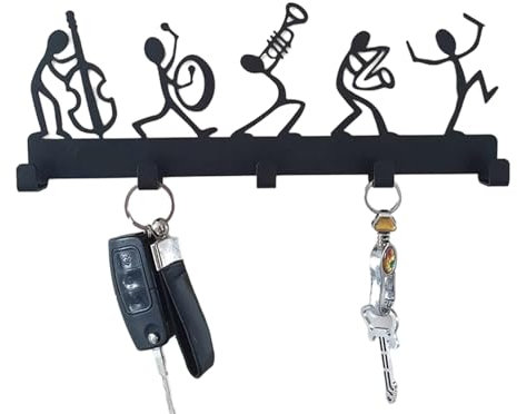 Sinfonieorchester-Schlüsselhalter, Schlüsselaufh?nger, Selbstklebende Rückwand-Schlüsselhaken, Tür-Rückhaken-Garderobe, Dekorativer Schlüsselhaken aus Metall, Wandgarderobe für (3)