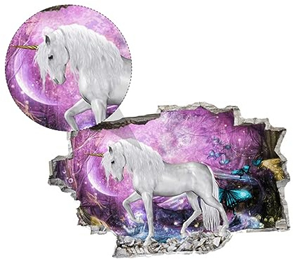 Homoyoyo 3d Pvc Wandsticker Einhorn Wohnzimmer Wandaufkleber Abnehmbar Recycelbar Tapetenaufkleber Kinderzimmer Dekoration