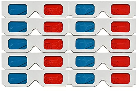 Beausoleil 3D Glasses, 10 Pairs Red and Blue Paper Stereo Lenses for Set Anaglyph Paper 3D Glasses