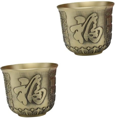Cabilock 2 Piezas Taza De Ofrenda Taza De Cobre De La Casa De Té Decoración De Taza De Té De Escritorio Budista Copa De Ofrenda De Socorro Copa De De Licor Tequila Concentrarse