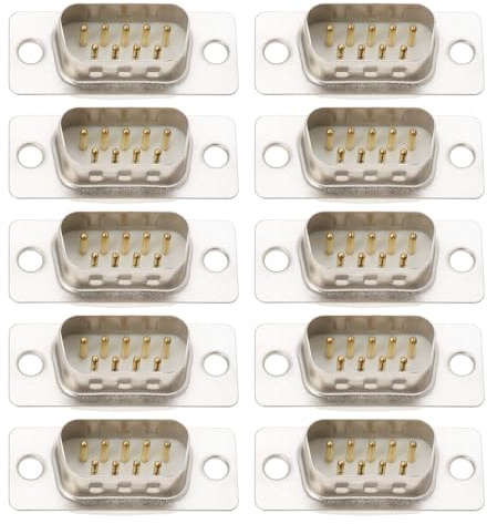YINETTECH 10 Stück DB9 RS232-Stecker 9-poliger D-SUB-Serieller Lötanschluss Vergoldete Verbindungen Anschluss für Computer-Set-Top-Box mit Automatischer Steuerung