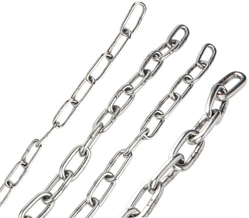 IkErna 304 Edelstahlkette, Stark, Hell, Durchmesser 3,0 Mm, Robustes Metallkettenglied, Länge 1,5–5 M/Length 2M