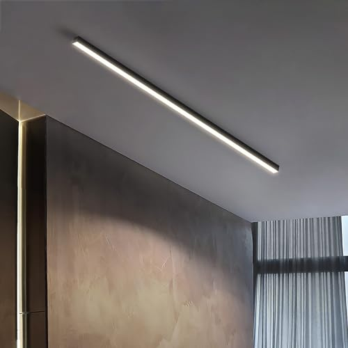 GZZBMY LED Moderne Deckenleuchte Deckenlampe Aluminium Lange Lichtleiste Deckenbeleuchtung Büro Deckenbeleuchtung für Küche Wohnzimmer Schlafzimmer Esszimmer Balkon Flur (Newtrales Licht,120CM)