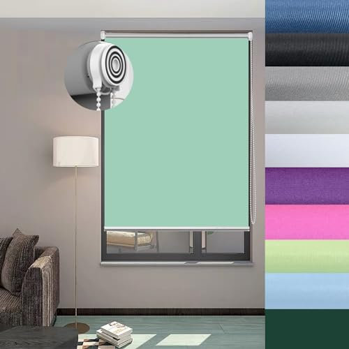 Verdunklungsrollos Thermo-Rollos 45 x 150 cm, einfache Montage, Fensterrollos mit UV-Schutz und isolierten Metallbeschlägen, ideal für Schlafzimmer und Wohnzimmer, Zartgrün