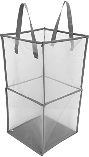 Zerodeko Faltbarer Wäschekorb Wäschenetz Basketballkorb Wäschebeutel mit Griffen für Kleidung Kinderspielzeug Decken Zuhause Kleiderschrank Kleine Wohnungen