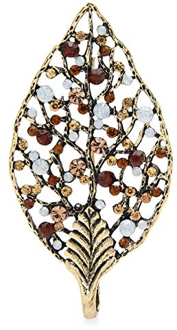 QQYDZSW Brosche Pin Corsage Art Deco Braut Brosche Pin Strass Blatt Broschen for Frauen Blatt Pflanzen Partei Brosche Pin
