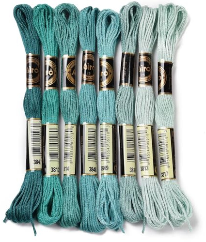 CABODYALS 8 Strang 70 Yards Grüner Polyesterfaden 6 Stränge Stickgarn Freundschaftsarmbänder Farbverlauf Kreuzstichschnur Nadelspitzengarnfäden Garnfäden Zum Nähen von Armbändern Kreuzstichhandwerk