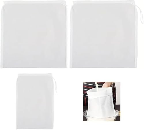 Firavggu 3 Pz Sacchetto Filtro Nylon 200 Micron 2 Misure (20 x 30cm/30 x 45cm) - Per Birra Frutta Verdura Vino Marmellata - Telo Filtrante per Spremiagrumi Latte Vegetale