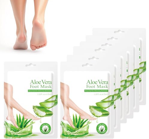 7 Paar Fußmaske Hornhaut Socken Fussmaske Hornhautentfernung Feuchtigkeitsspendend Fussmaske Fussmaske Socken Fußpflege-Fußmaskensocken für Männer und Frauen (Aloe Vera)