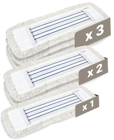 Prieser 3er-Set Profi Wischbezug 50cm – aus robuster Baumwolle und Mikrofaser – Fusselfreier Wischmopp Bezug für sehr Gute Schmutzaufnahme – langlebiger Bodenwischer Bezug