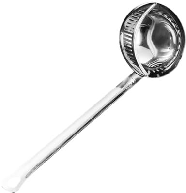 BEBEMOKO 1pezzi Schiumarola Acciaio Inossidabile Con Manico Lungo Filtrante Per Brodo e Zuppe Utensile Da Cucina Portatile Facile Da Pulire e Sicuro Per Uso Cucina