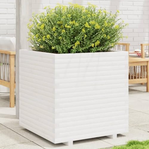 Xichuzi Pflanzkübel Weiß 70x70x72,5 cm Massivholz Kiefer, Blumentopf Gross, Blumenkasten Balkon, übertopf, Pflanzkasten, Flowerpot, Kräuterbeet Für Die Küche, Vertikalbeet - 3282585