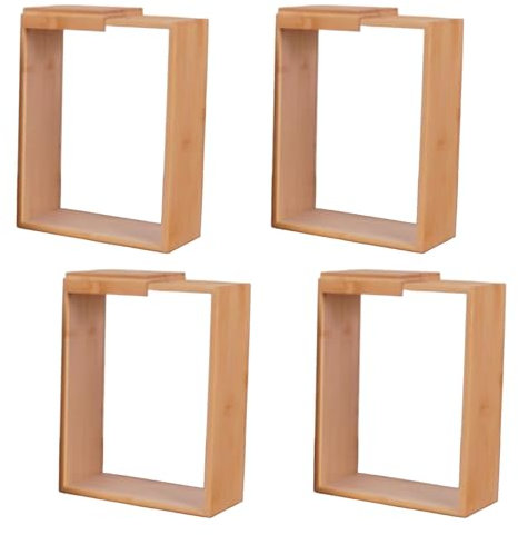 Hbbgdiy 4Pcs 9x7x3in Bamboo Wood Cereal Storage Canisters with Removable Lids, Clear Kitchen Dispensers for Rice, Flour, Pasta, Snacks & Grains