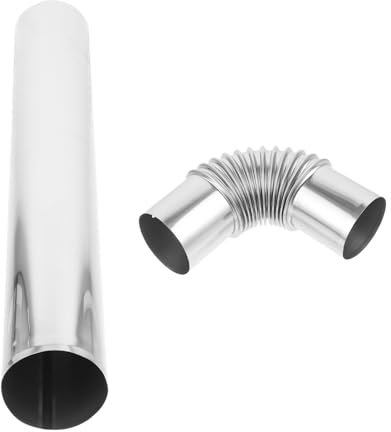 LIFKOME Kit de Conduit D'évacuation en Acier Inoxydable Argenté Tube Droit et Coude 60° pour Évacuer la Fumée Rapidement et Efficacement du Poêle