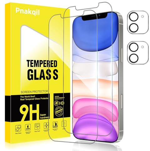 Pnakqil Schutzfolie für iPhone 11 Panzer Schutz Glas mit Kameraschutz,Schutzglas Panzerfolie,9H Härte HD Klar Blasenfrei Folie für iPhone 11 Screen Protector Displayschutz, 2+2 Stück