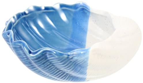 FUNNETOYU Vassoio Portagioie in Ceramica Blu a Tema Mare, Struttura Rinforzata Spessa, Multifunzionale e Resistente, per Conservare Anelli e Chiavi in Casa