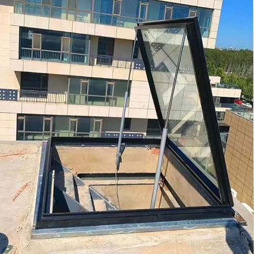 Skylight Windows for House Roof with Sun-Protection Film and Gloves, Sloped Flat Roof Skylight Cover Attic Sun Room Underground Lighting Well Window, Customizable for Basements Hallway Stairway Garage