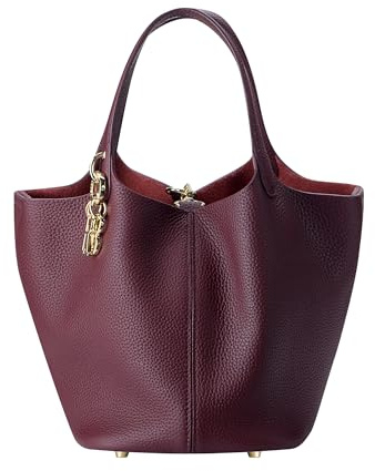 Royal Bagger Echte Kuhleder Frauen Tote Tasche, Cabriolet Eimer Stil Handtasche, Casual Solid Color Top-Griff Tasche 3260 (Weinrot)