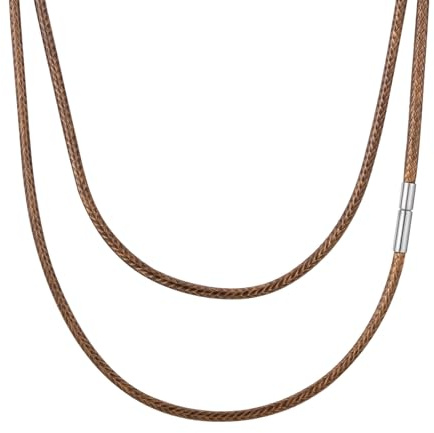 VNOX Leder Halskette Herren Damen 2 3MM Lederkette Edelstahl Verschluss | Lederkette Lederhalsband Männer Ideal für DIY Anhänger Sowie Schwimmen, Surfen, Tauchen und Badenfür (Braun/Schwarz)