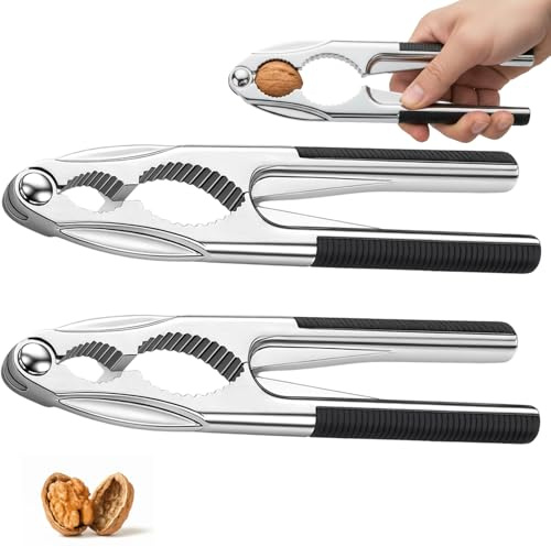 JcvPot 2 Stück Nussknacker Walnüsse, Multifunktionaler Walnüsse Nussöffner Mit Rutschfestem Griff, Für Haselnüsse, Pecannüsse Und Meeresfrüchte, Ideal Für Haushalt Und Profiküche (Schwarz)