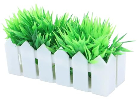 Milisten Mini Accessoires De Clôture Mini Fausses Plantes Fausse Herbe Miniature Plante en Pot Mur Artificiel Verdure