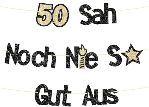 Glitzer 50. Geburtstag Banner, 50 Sah Noch Nie So Gut Aus Girlande, Deko 50 Geburtstag Mann für Männer und Frauen 50. Geburtstagsfeier, Jubiläum 50 Jahre Party (50 sah noch nie so gut aus Gold)